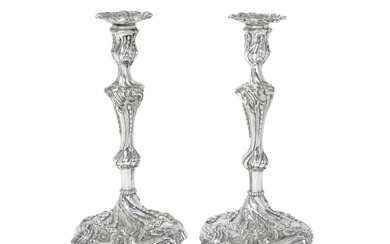 A Pair of George III Silver Candlesticks Probably by John Carter, London, 1768