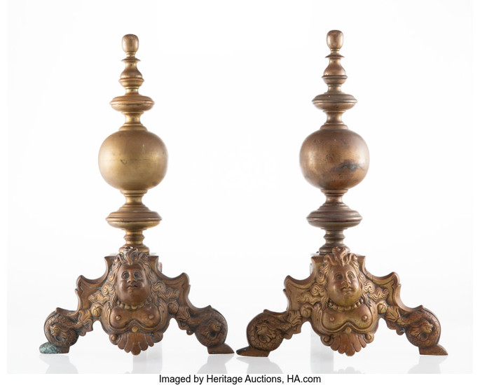 A Pair of Gilt Metal Chenets (19th century)