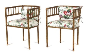 A Pair of Regency Style Carved and Painted Open