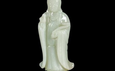 A Pale Celadon Jade Figure of Guanyin
