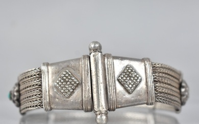A Rajasthani Silver Bracelet, Four Double Foxtail Chains Ado...