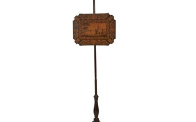 A Regency lacquer pole firescreen, Early 19th century