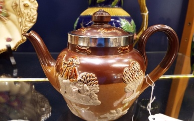 A Royal Doulton stone-ware tea-pot having Birmingham silver ...