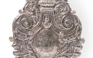 A SILVER SHAPED OVAL WALL SCONCE, GERMAN LATE 17TH CENTURY