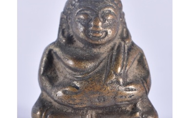 A SMALL 19TH CENTURY JAPANESE KOREAN BRONZE FIGURE OF A SEAT...