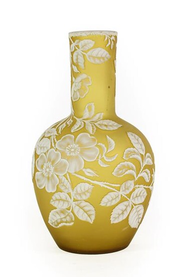 A Thomas Webb & Sons Cameo Glass Bottle Vase, circa 1880, of ovoid form with cylindrical neck,...