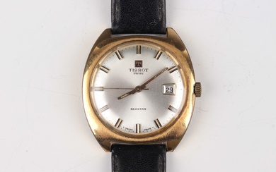 A Tissot Seastar gilt metal fronted and steel backed gentleman’s wristwatch, the signed silver