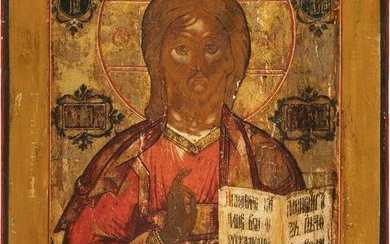 A VERY LARGE ICON SHOWING CHRIST PANTOKRATOR Russian, circa