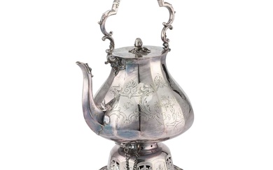 A VICTORIAN SILVER-PLATED SPIRIT KETTLE