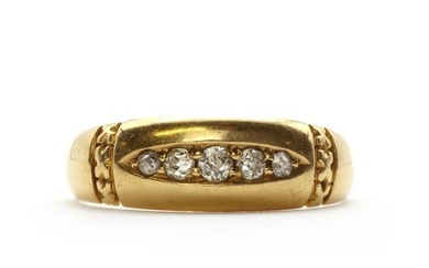 A Victorian 18ct gold five stone diamond ring