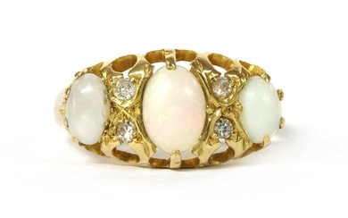 A Victorian 18ct gold opal and diamond ring