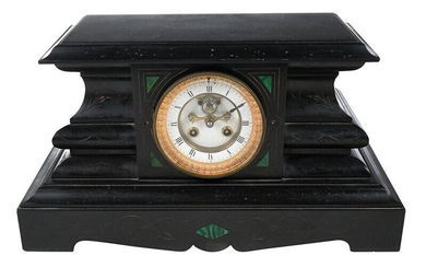 A Victorian Slate Open Escarpment Mantel Clock