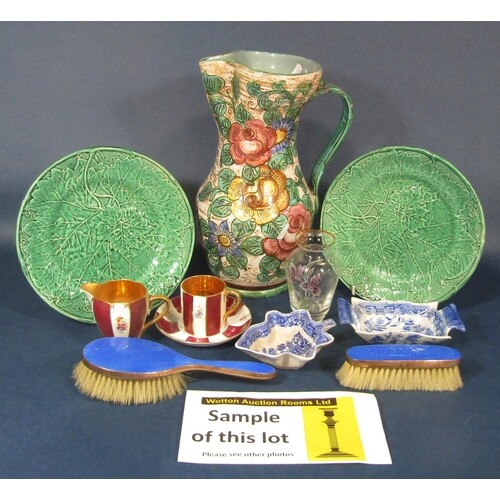 A collection of 19th century Davenport and other green glaze...