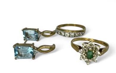 A collection of 9ct gold jewellery. Comprising a pair of...