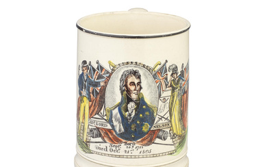 A creamware mug, early 19th century