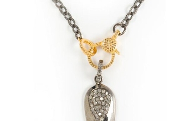 A diamond and sterling silver pendant necklace