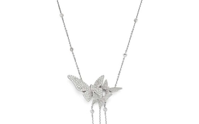 A diamond butterfly pendant necklace