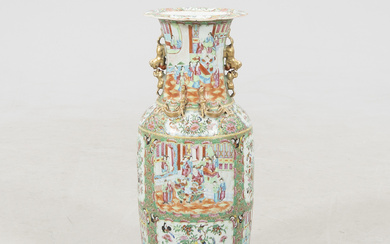 A famille rose Canton vase, late Qing dynasty.