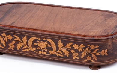 A fruitwood-marquetry and rosewood fanlight base decorated with flowers, 19th century. Signed mechanism 9 x...