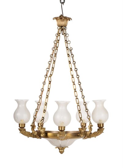 A gilt metal chandelier in Regency taste