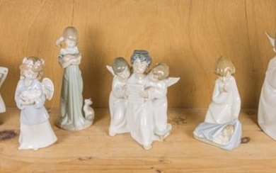 A group of seven Lladro porcelain figures of children and young angels