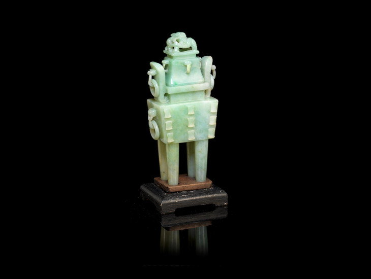 A jadeite incense burner and cover, fangding