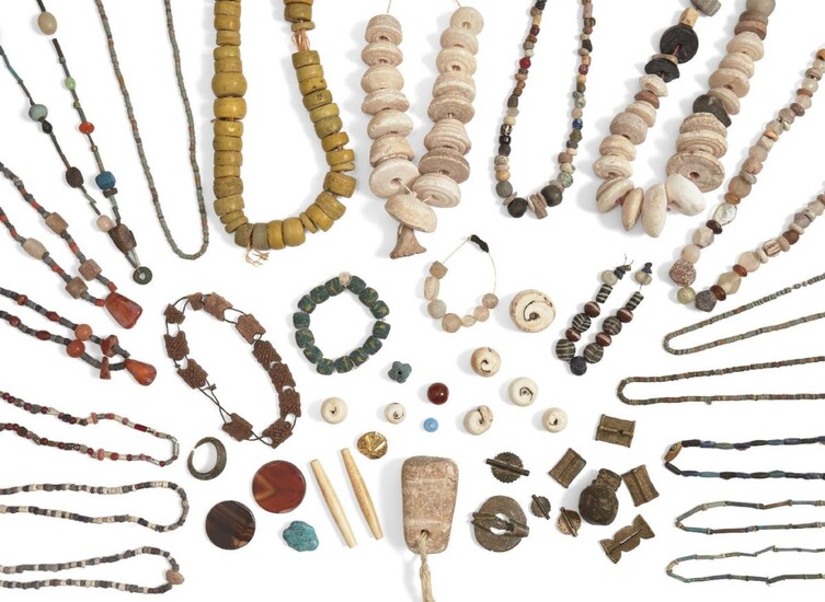 A large group of ancient, modern and ethnographic beads, including ancient Egyptian faience beads, African glass beads and Roman glass beads (a quantity) Provenance: The bulk from the collection of Donald Simmonds