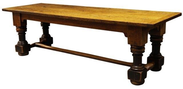 A large oak refectory table, 19th century,...