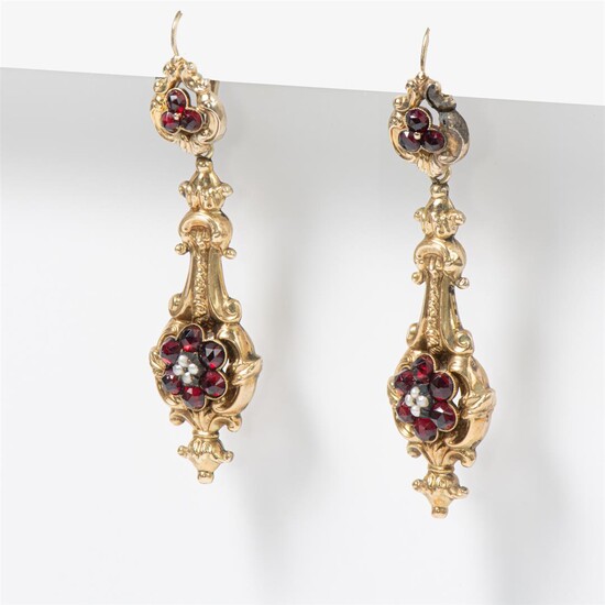 (-), A pair of 14 carat gold mid-Victorian...