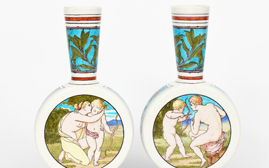 A pair of Aesthetic Movement Minton's moonflasks