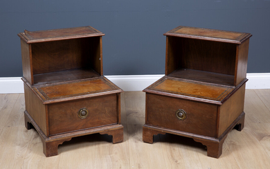 A pair of George III style mahogany step commodes