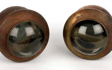 A pair of 'Willocq Bottin' No.445 acetylene sidelamps with bullseye lenses, Belgian