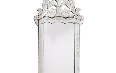 A pair of etched glass wall mirrors in Venetian style, 20th ...