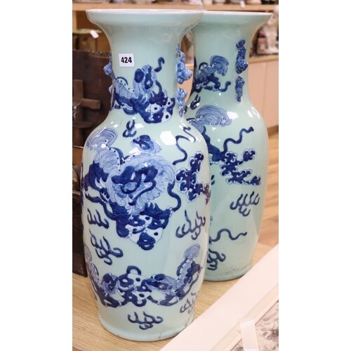 A pair of large Chinese vases depicting dog of Fo, height 61...