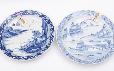 A pair of large Japanese blue and white porcelain