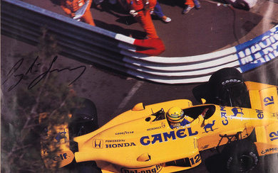 A pull-out 'magazine' poster signed by Ayrton Senna