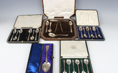 A set of six George V silver coffee spoons, Sheffield 1924 by Mappin & Webb, cased, a set of six