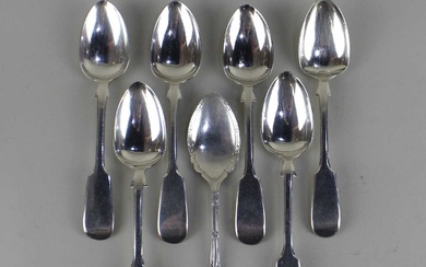 A set of six Victorian silver Fiddle pattern teaspoons