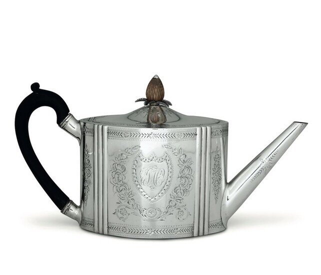 A silver teapot, London, 1838