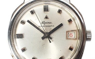 A vintage Alpina stratomatic wristwatch, stainless steel cased