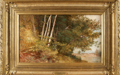AARON DRAPER SHATTUCK (American, 1832-1928) Summer Foliage, Farmington River framed...