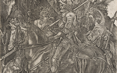 ALBRECHT DÜRER (AFTER) Knight, Death and the Devil. Engraving, circa 1600. 240x185 mm...