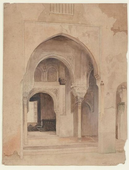 19TH CENTURY WATERCOLOR PAINTING ALHAMBRA