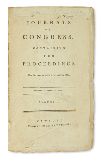 (AMERICAN REVOLUTION--1777.) Journals of Congress. Containing the Proceedings From January 1, 1777 to...