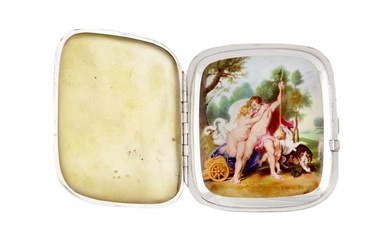 An early 20th century German silver and enamel novelty erotic cigarette case, Pforzheim with import marks for Glasgow 1913 by R&Co