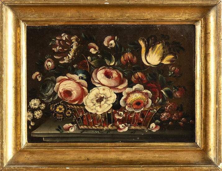 ANONYMOUS ARTIST, 19th CENTURY Still life of flowers in...