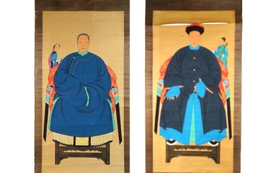 ANTIQUE CHINESE QING ANCESTRAL PORTRAIT PAINTINGS