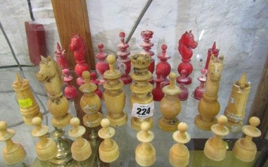 ANTIQUE IVORY CHESS PIECES, antique ivory chess set, the...