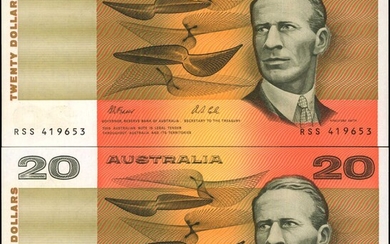 AUSTRALIA. Lot of (2). Reserve Bank of Australia. 20 Dollars, 1991. P-46b. Consecutive. Choice Uncirculated.