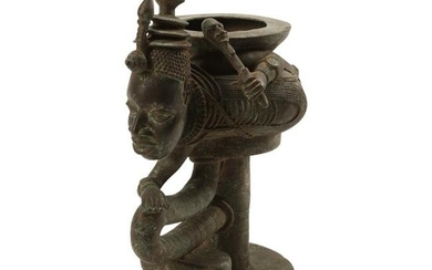 African Bronze Pot with Figures.